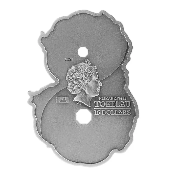 2021 3oz Tokelau Figure of 8 Dragon & Phoenix.999 Silver