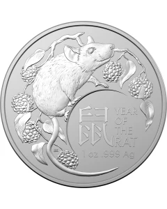 2020 1 oz Australia Lunar Series - Year of the Rat .999 Silver Coin BU