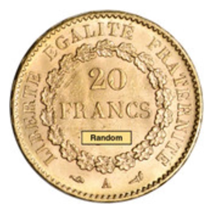 Random Year 0.1867oz France Gold 20 Francs Lucky Angel .900 Gold Coin