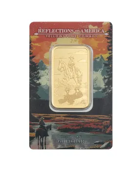 1 oz PAMP Suisse Reflections of America - Yellowstone Cowboy .9999 Gold Minted Bar (In Assay)