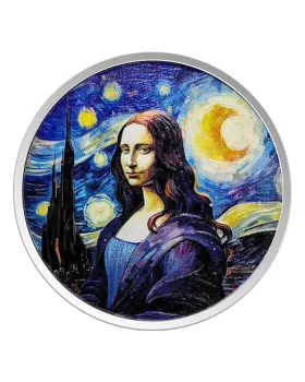 2024 1oz Fiji Mona Lisa x Van Gogh .999 Silver Coloured Proof-like Coin