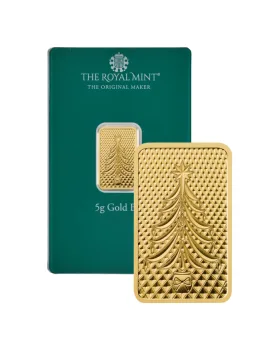 5 gram The Royal Mint Christmas 9999 Gold Bar (In Assay)