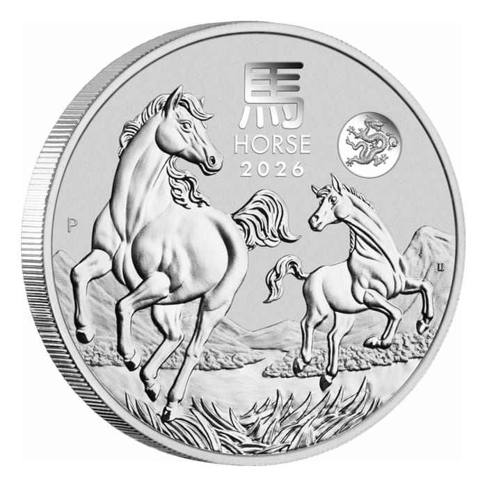 オーストラリア鶴　1オンス純銀 2026 1oz Australia Year of The Horse with Dragon Privy Mark .9999