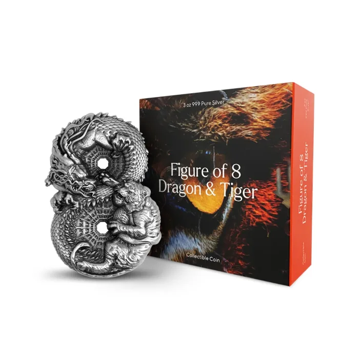 2022 3oz Tokelau Figure of 8 Dragon & Tiger .999 Silver High