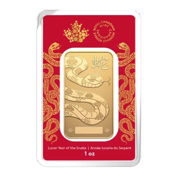 2025 加拿大皇家鑄幣廠農曆蛇年.9999 金條1盎司(檢驗卡裝)