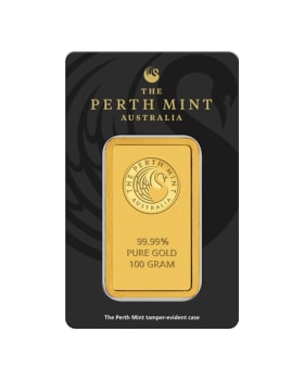 100 gram  Perth Mint .9999 Gold Bar (In Assay)