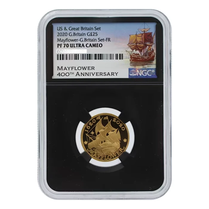 2020 英國五月花號航行400週年紀念.9999精鑄金幣1/4盎司2枚裝(NGC PF70 2020 英國五月花號航行400週年紀念.9999精鑄金幣1/4盎司2枚裝(NGC PF70