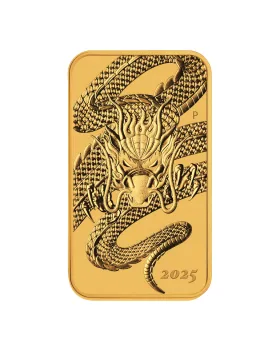 2025 1oz Australia Dragon .9999 Gold Rectangular BU Coin
