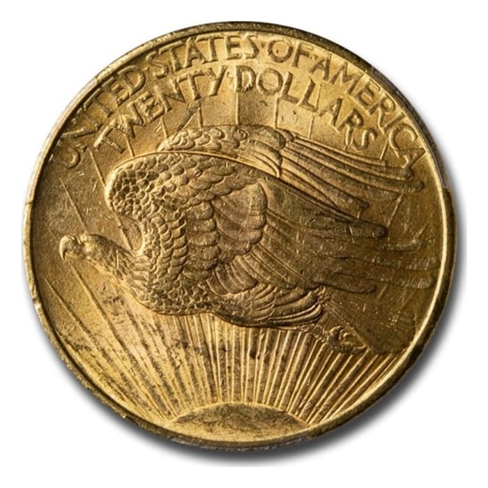 貨幣　金貨 1908 美國聖高登斯雙鷹.900金幣0.9675盎司(PCGS MS63)