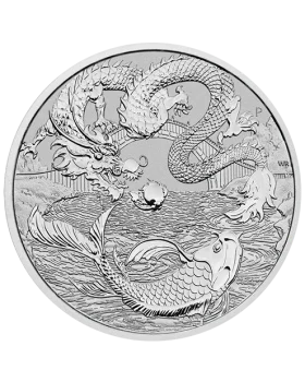 2023 1oz Australia Chinese Myths and Legends - Dragon And Koi .9999 Silver BU Coin