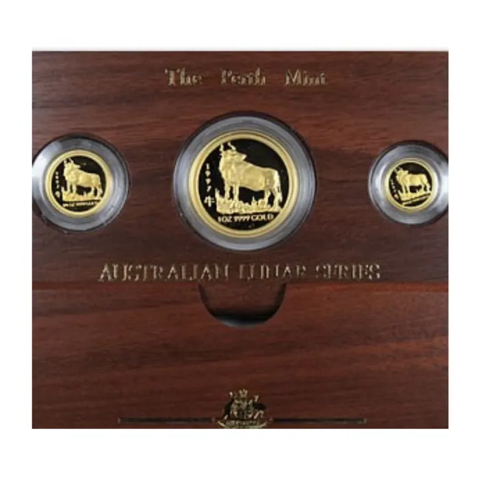 1997 Australia Lunar Year of the Ox 9999 Gold 3 Coin Set (Varied