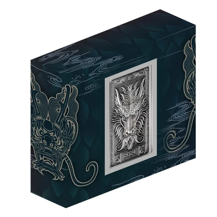 2024 1oz Fiji Dragon .999 Silver High Relief Antique Silver Coin