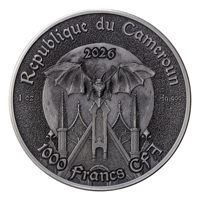 2026 1oz Cameroon The Black Widow .999 Silver High Relief Antiqued