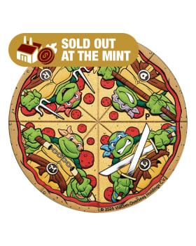 2025 2oz Tuvalu Teenage Mutant Ninja Turtles .9999 Silver Coloured Pizza Coin