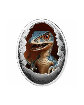 2025 16.81g Cameroon Dinosauria - Velociraptor .999 Silver Coloured Proof Coin