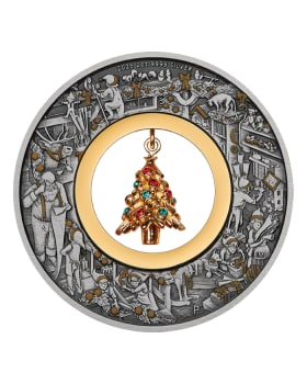 2025 2oz Australia Santa's Workshop .9999 Silver Antiqued Coloured Coin