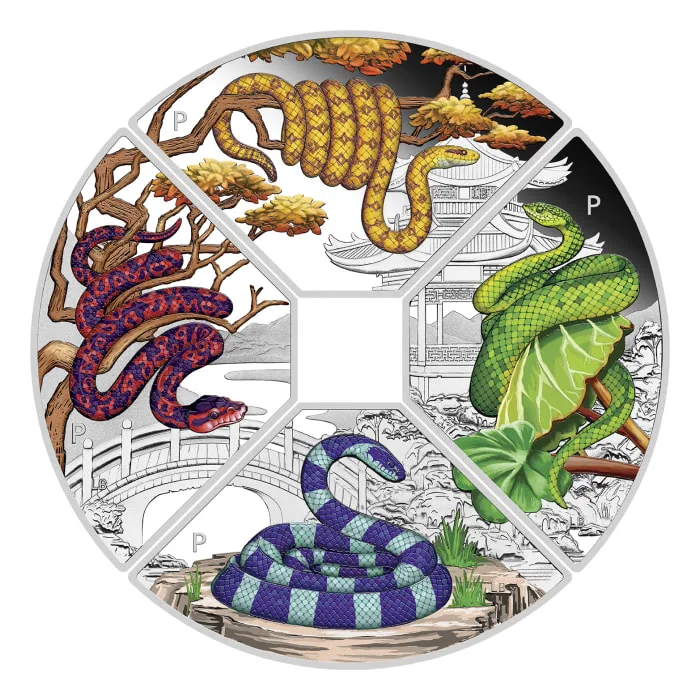 2025 1oz Tuvalu Year of the Snake Quadrant .9999 Silver 2025 1oz Tuvalu Year of the Snake Quadrant .9999 Silver