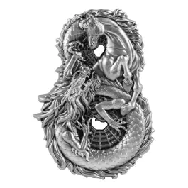 2026.3.13福財龍爪　新潟産青玉 2026 3oz Samoa Figure of 8 Dragon & Horse .999 Silver High Relief