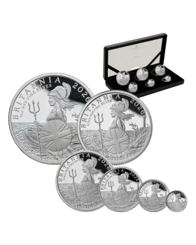 2026 Great Britain Britannia .999 Silver 6 Coin Proof Set ( 1/40, 1/20, 1/10, 1/4, 1/2, 1 oz)