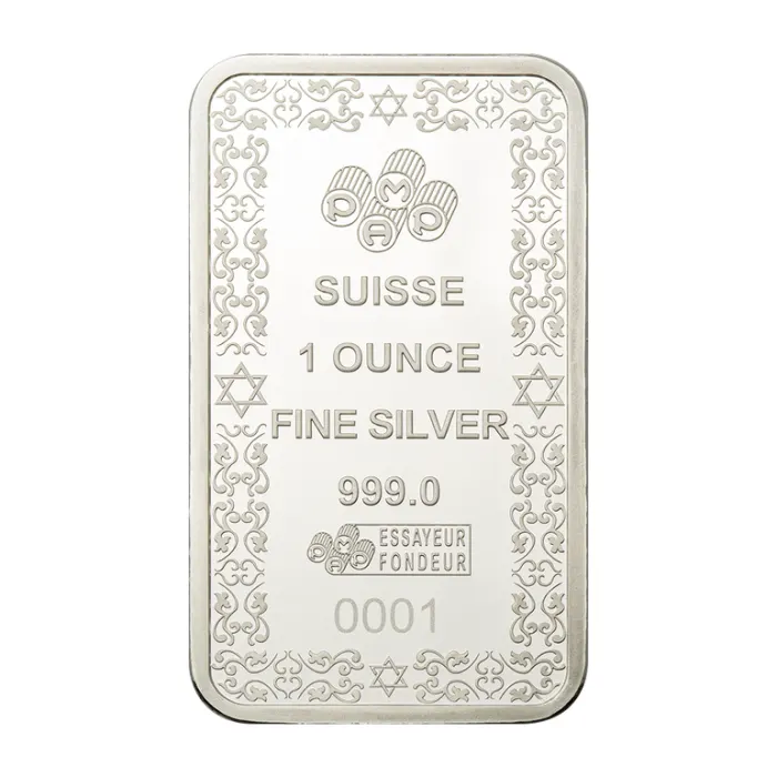 1 oz Pamp Suisse Star of David .999 Silver Proof like Bar