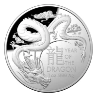 2024 1oz Australia Lunar Year of the Dragon .999 Silver Proof Domed Coin