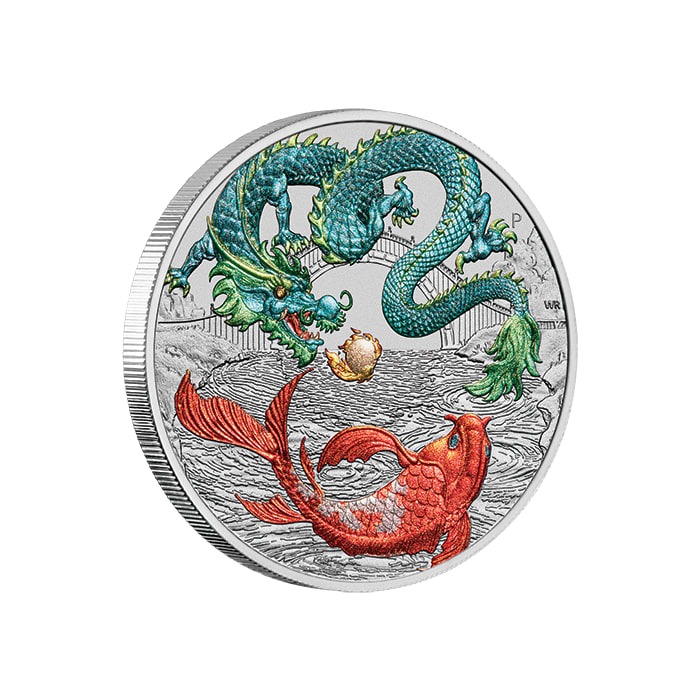 オーストラリア 2023 グリーンドラゴン & 錦鯉 銀貨 カラー