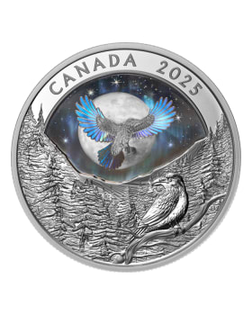 2025 1oz Canada Moon Sky: Raven .9999 Silver Coloured Proof Coin