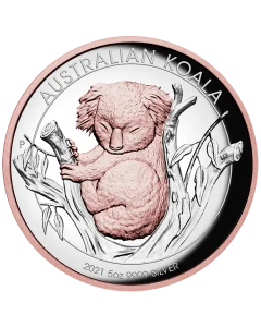 2021 5oz Australia Koala .9999 Silver Proof High Relief Gilded Coin