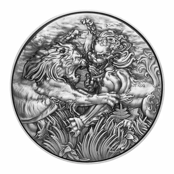 コレクション AFRICAN LION VS CHINESE GUARDIAN LION 2022 2oz Tokelau African Lion vs Chinese Guardian Lion .999