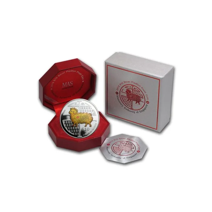 2015 2oz Singapore Year of the Goat Colorized .999 Silver Coin