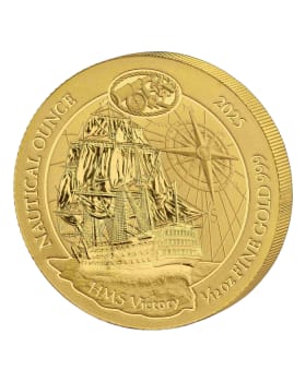 2025 1oz Rwanda Nautical Ounce - HMS Victory .999 Gold BU Coin
