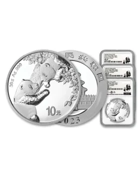 2023 30-gram China Panda 999 Silver Coin (NGC MS70 FDI 3 Mints Set 