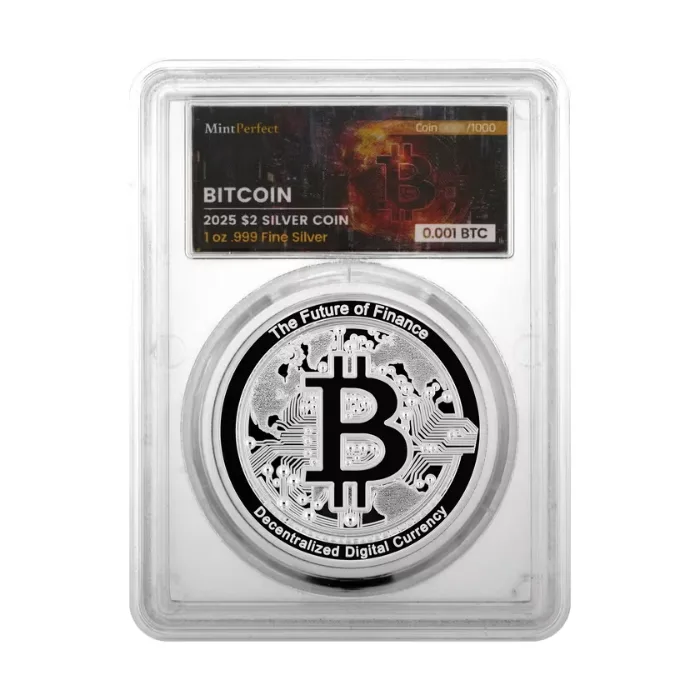 2025 NZD$2 Bitcoin Silver Coin - 1oz .999 Silver
