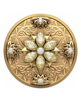 2025 1 oz Canada Radiance .9999 Gold Proof Coin with Marquise Yellow Diamonds and Round Diamonds set in 18k Gold Mounts