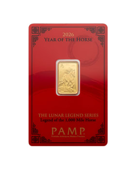 2026 5 gram Pamp Suisse Lunar Legends Series - Legend of the 1000 Mile Horse .9999 Gold Bar