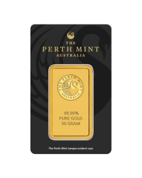 50 gram Perth Mint .9999 Gold Bar ( In Assay)