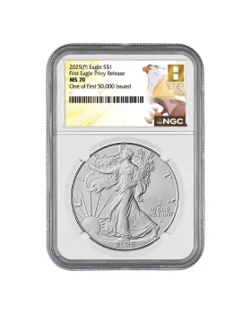 2025 美國鷹揚飛鷹加鑄版.999銀幣1盎司(NGC GEM非流通首批5萬枚發行之