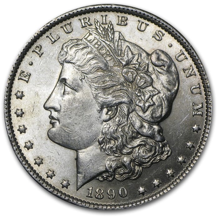1890 美國摩根銀幣.900銀幣0.7734盎司(費城鑄幣廠)
