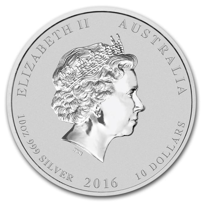 2016 10 oz Australia Lunar Monkey .999 Silver Coin BU