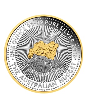 2026 1oz Australia 40th Anniversary of the Australian Nugget .9999 Silver Gilded Proof Coin