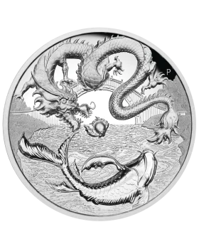 2023 2oz Australia Chinese Myths and Legends - Dragon and Koi .9999 Silver High Relief Proof Coin