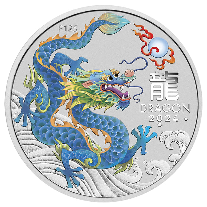 2024 Australian 5 oz Silver Lunar Dragon (BU in Capsule
