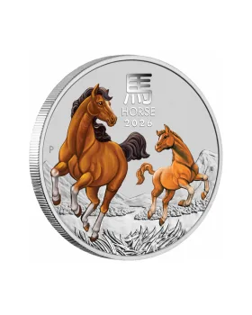 2026 1oz Australia Lunar Series III - Year of the Horse .9999 Silver Coloured BU Coin (in Capsule)