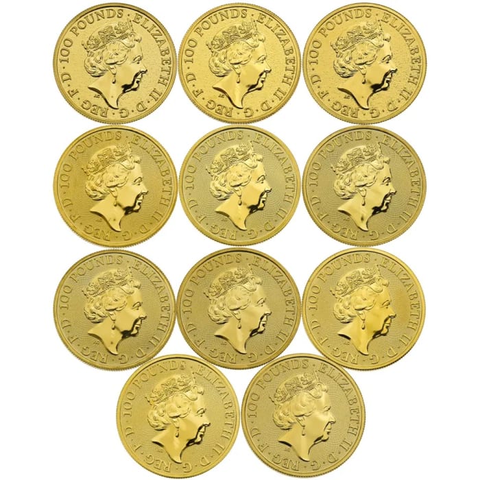 ブランドのギフト 1oz Great Britain Queen's Beasts & Completer .9999 Gold 11 クラシック