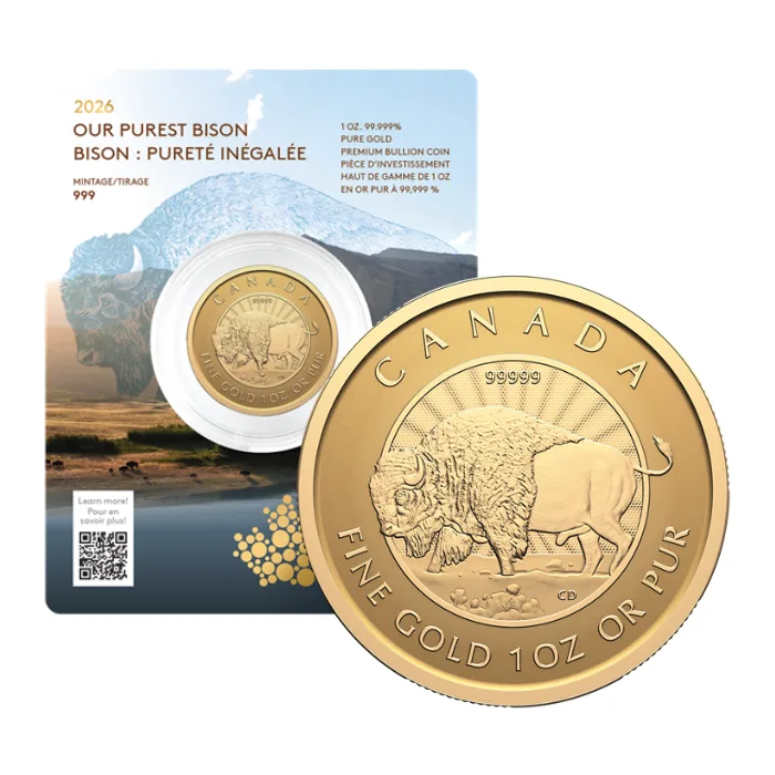 2026 加拿大最純野牛.99999反向精鑄金幣1盎司