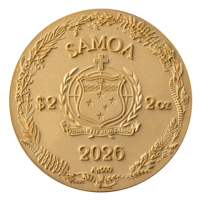2026.3.31財守金蟾之日進斗金　新潟産上質碧玉 2026 2oz Samoa Dragonfly .999 Silver Gold Gilded Coloured Antique Coin