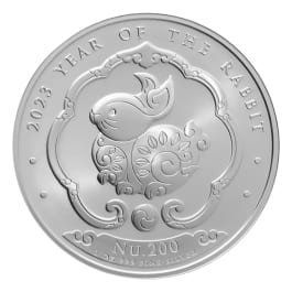 2023 1 oz Kingdom of Bhutan Lunar Rabbit .999 Silver BU Coin