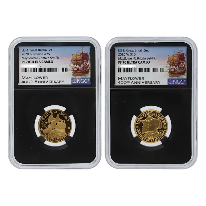 2020 英國五月花號航行400週年紀念.9999精鑄金幣1/4盎司2枚裝(NGC PF70 2020 英國五月花號航行400週年紀念.9999精鑄金幣1/4盎司2枚裝(NGC PF70