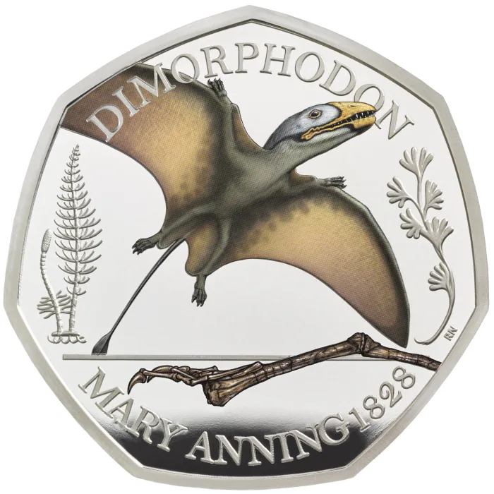 2021 英國瑪麗安寧收藏-雙形雙型齒翼龍彩色銀幣8克