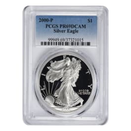 準最高鑑定　全世界999枚 PCGS PR69DCAM　銀貨　 2000-p-1-american-silver-eagle